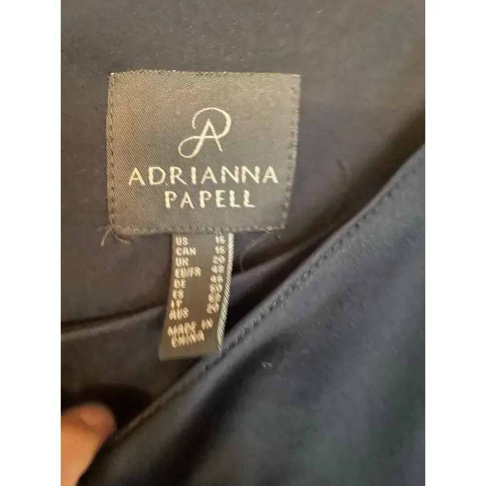 Adrianna Papell Black Shoulder Dress Structural Ruffle Beaded Bodice - Picture 4 of 8